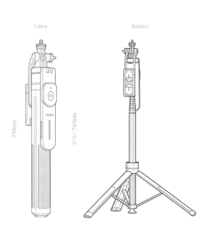Yesido SF34 1/4" Tripod Selfie stick
